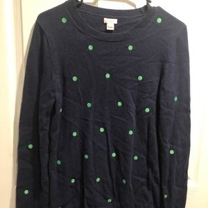 J. Crew Navy Polka Dot Sweater